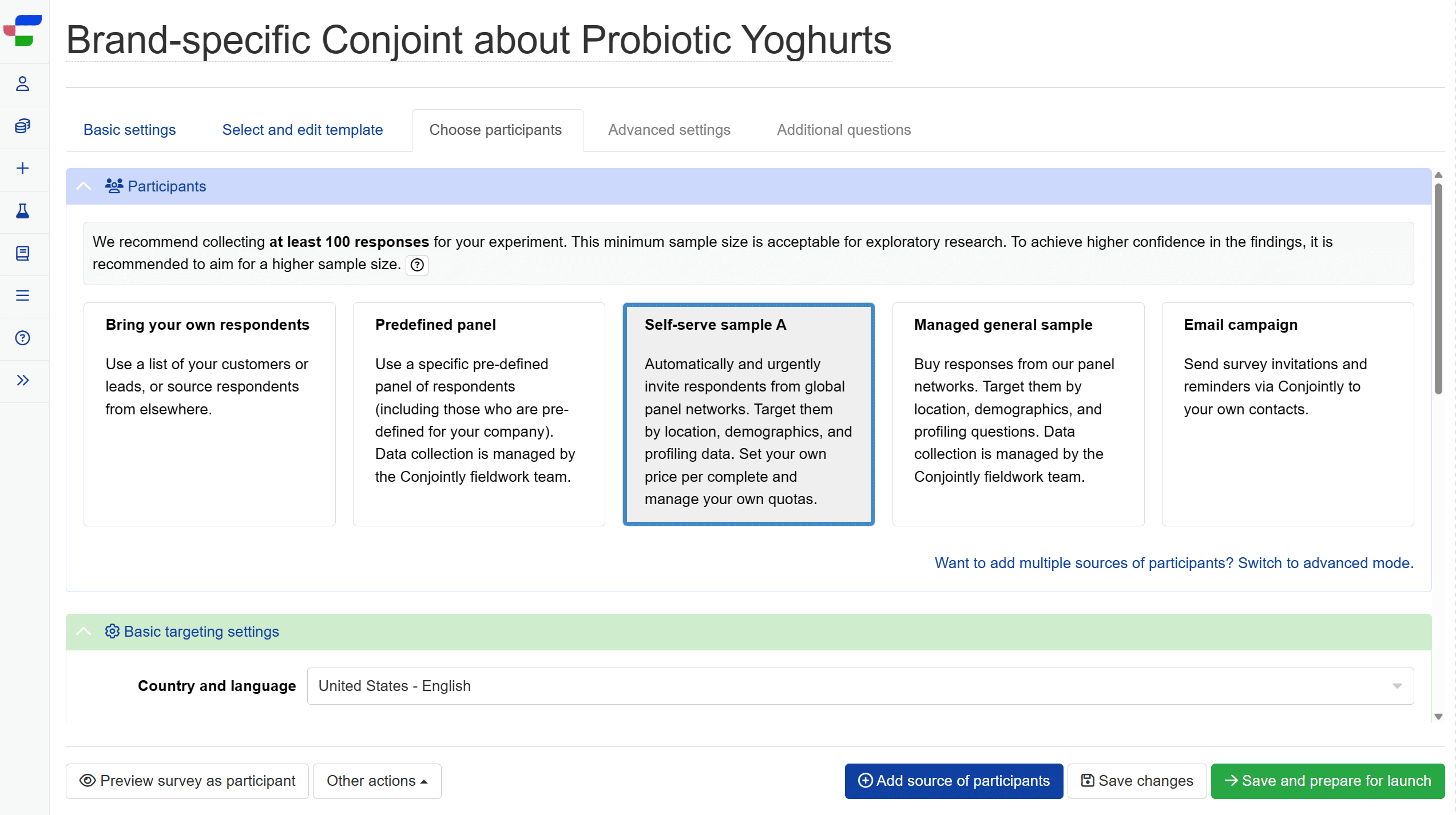 Switch to advanced mode to add multiple sources of participants