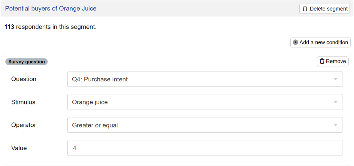 Selecting what information determines segments in the monadic test report