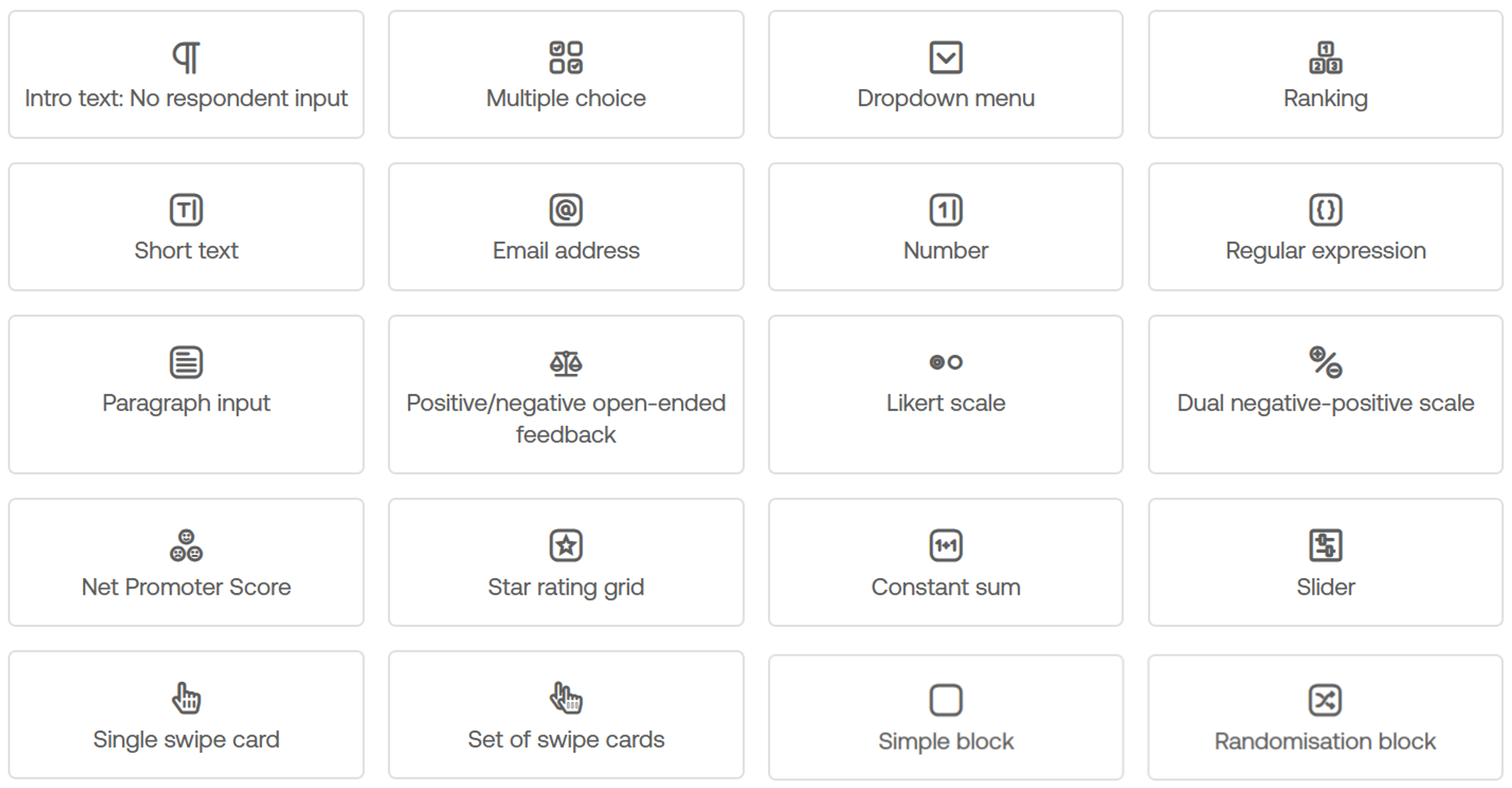 Online survey question types